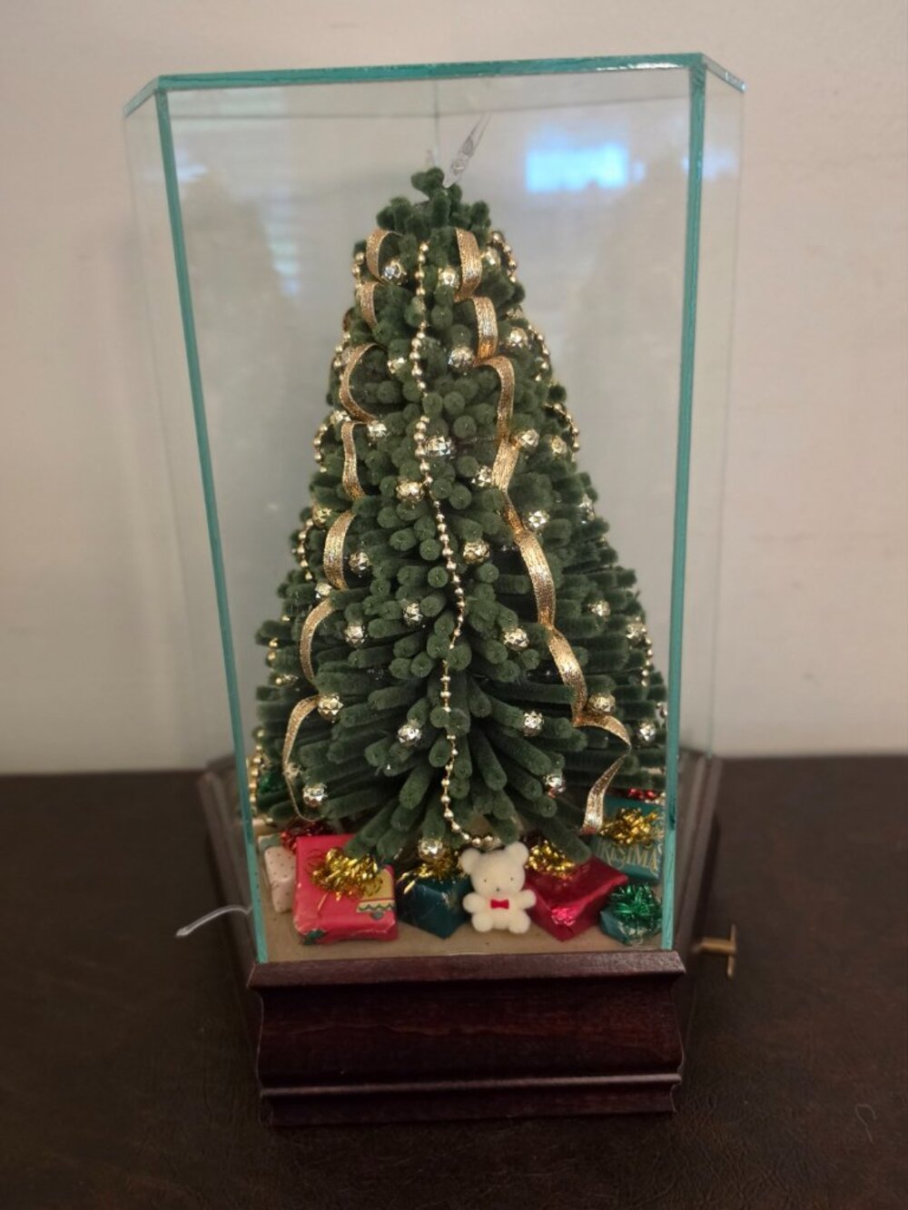 RARE: -Vintage Christmas Tree Under Glass Music Box